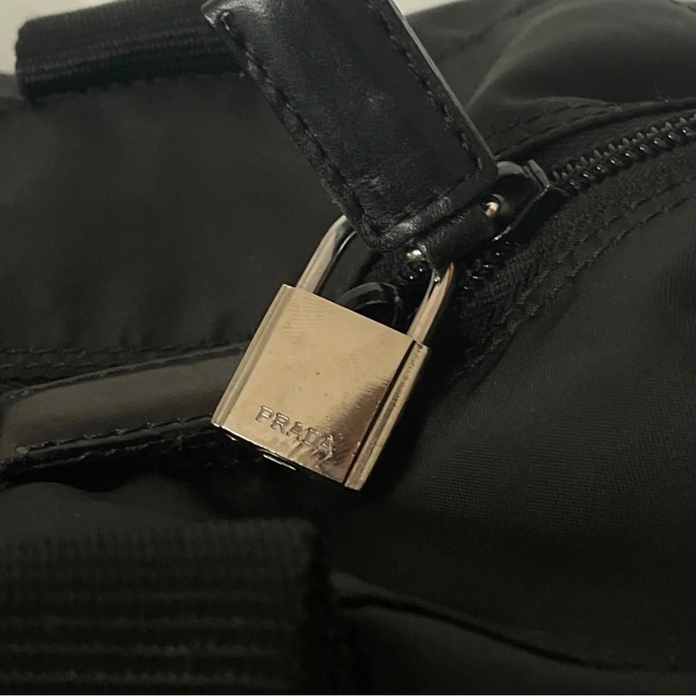 Prada Vintage Nylon Black Duffel Travel Bag Carry On Authentic Vintage - Picture 15 of 15